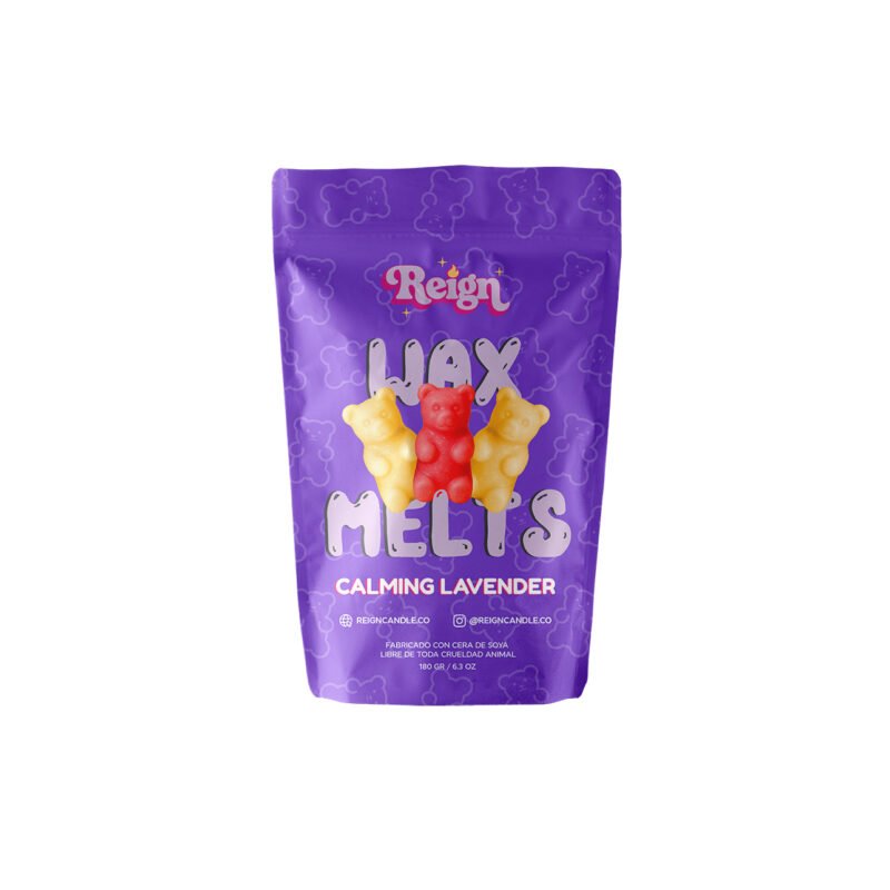 Bolsa morada de wax melts Calming Lavender de Reign