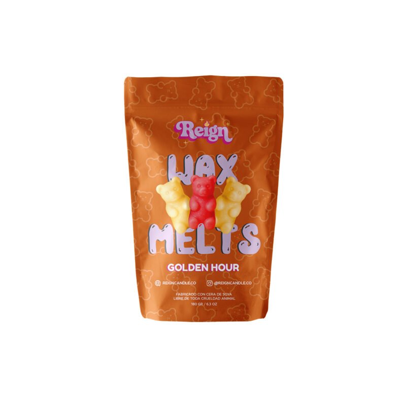 Bolsa naranja de wax melts Golden Hour de Reign